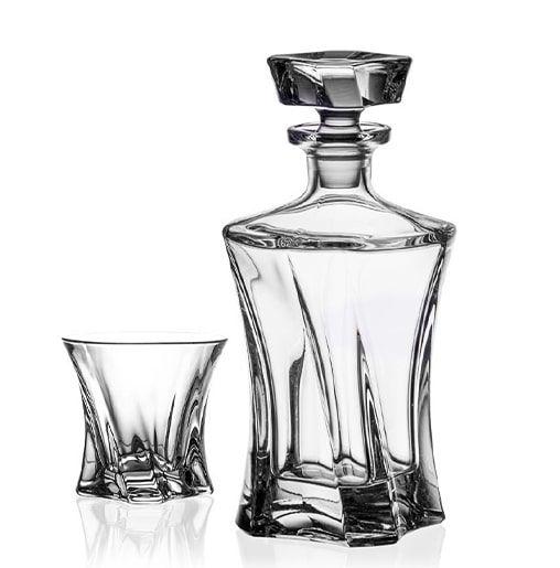 Decantor si pahare Cooper pentru whisky din cristal Bohemia